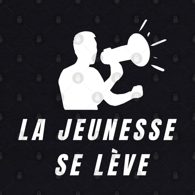 La Jeunesse se lève homme avec mégaphone by JulieVie Design